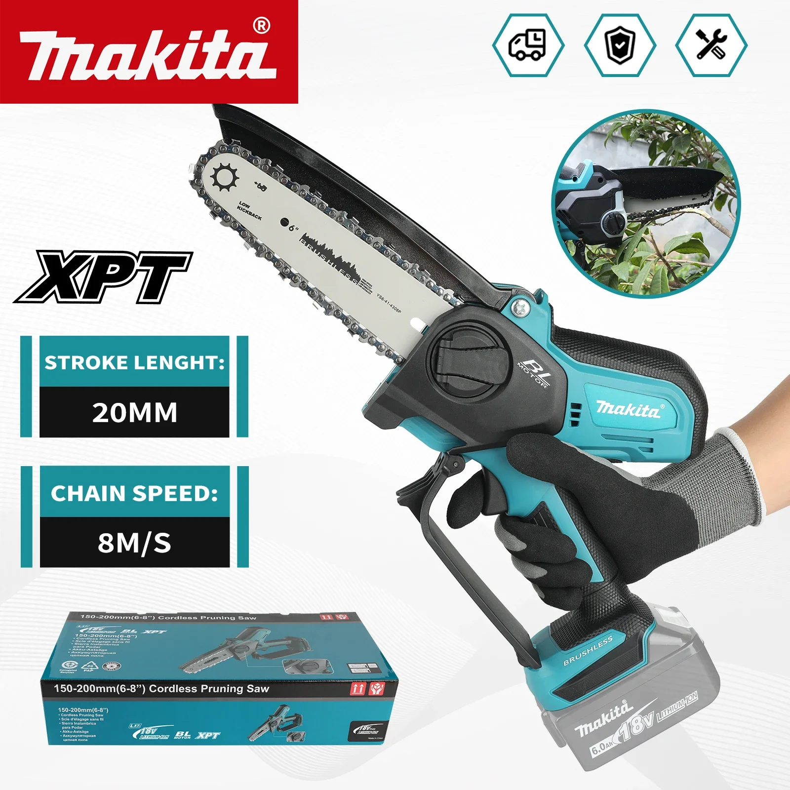 Mini Electric Chainsaw 6 Inch - Makita UC286, motosserra elétrica de 6